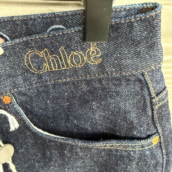 Chloe NWT Papaya straight leg embroidered jeans - Picture 4 of 15